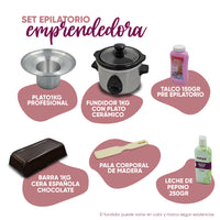 Set Epilatorio Emprendedora Cera Española Fundidor Profesional De Un K