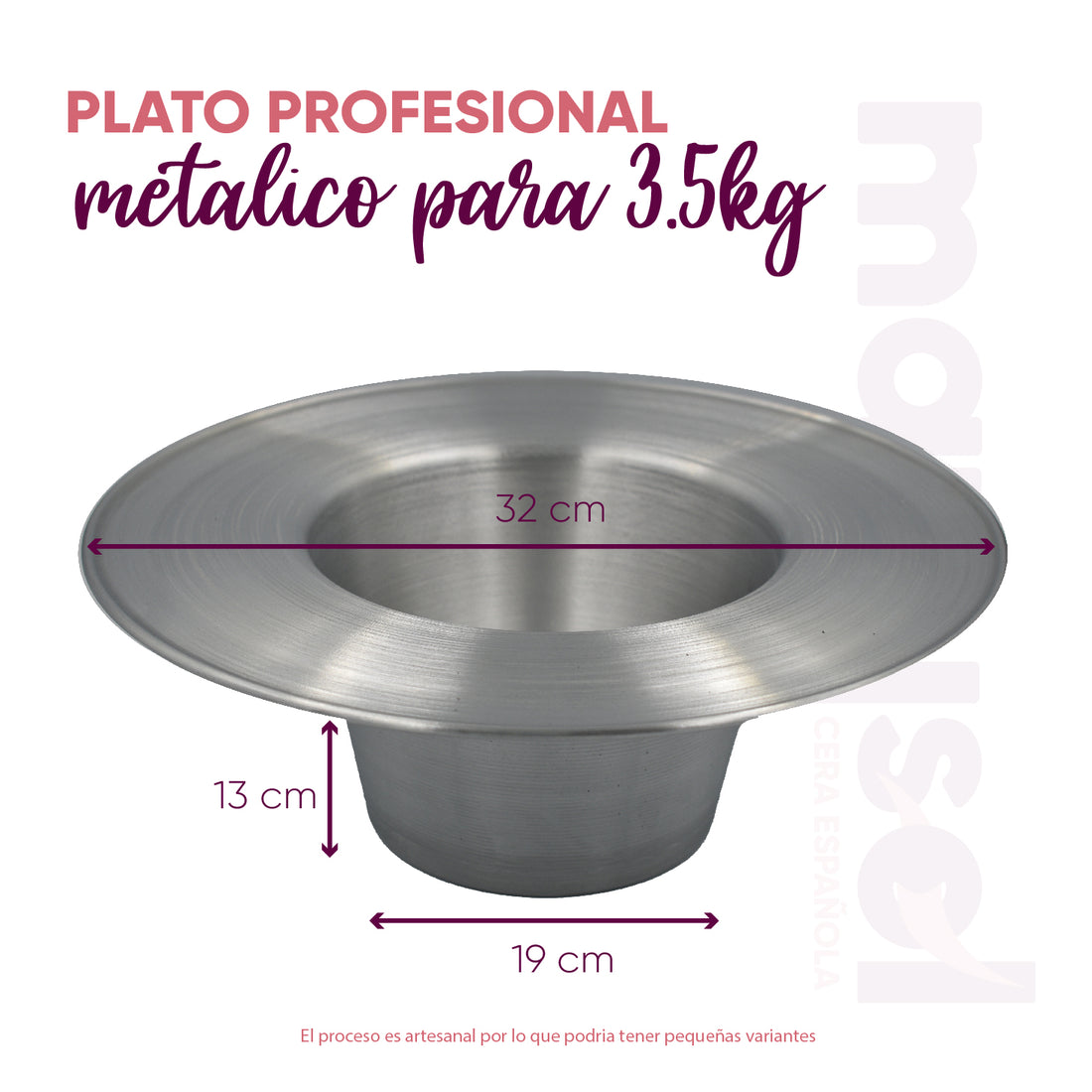 Plato profesional metalico para depilación 3.5kg de cera española
